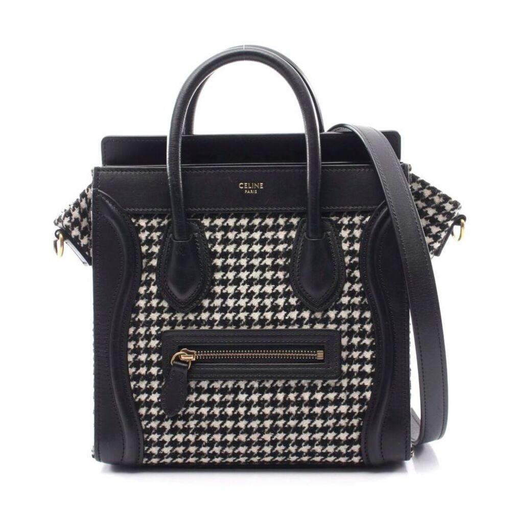 Celine Luggage Nano Shopper Houndstooth 2WAY Handbag